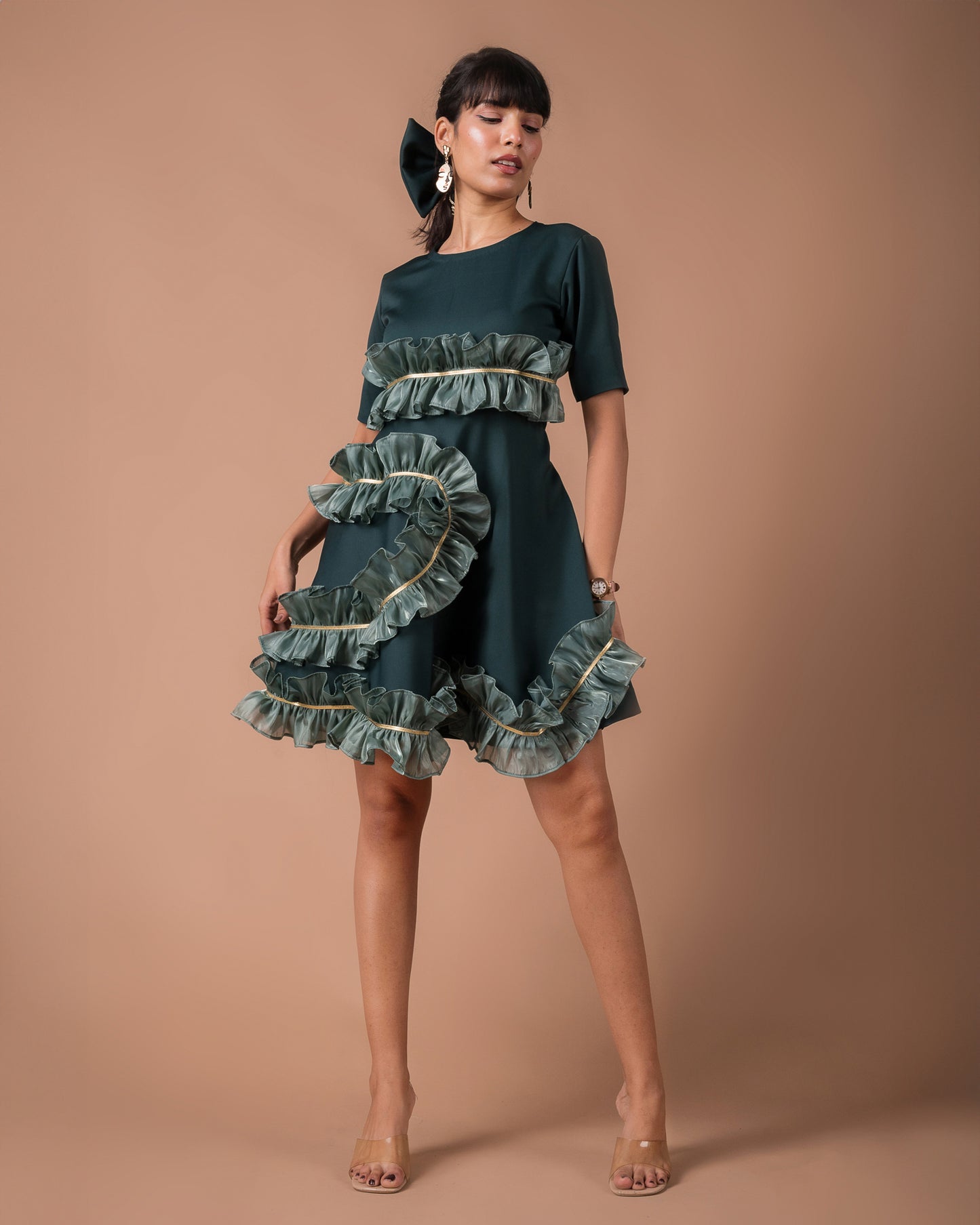 The Green Frill Mini Dress