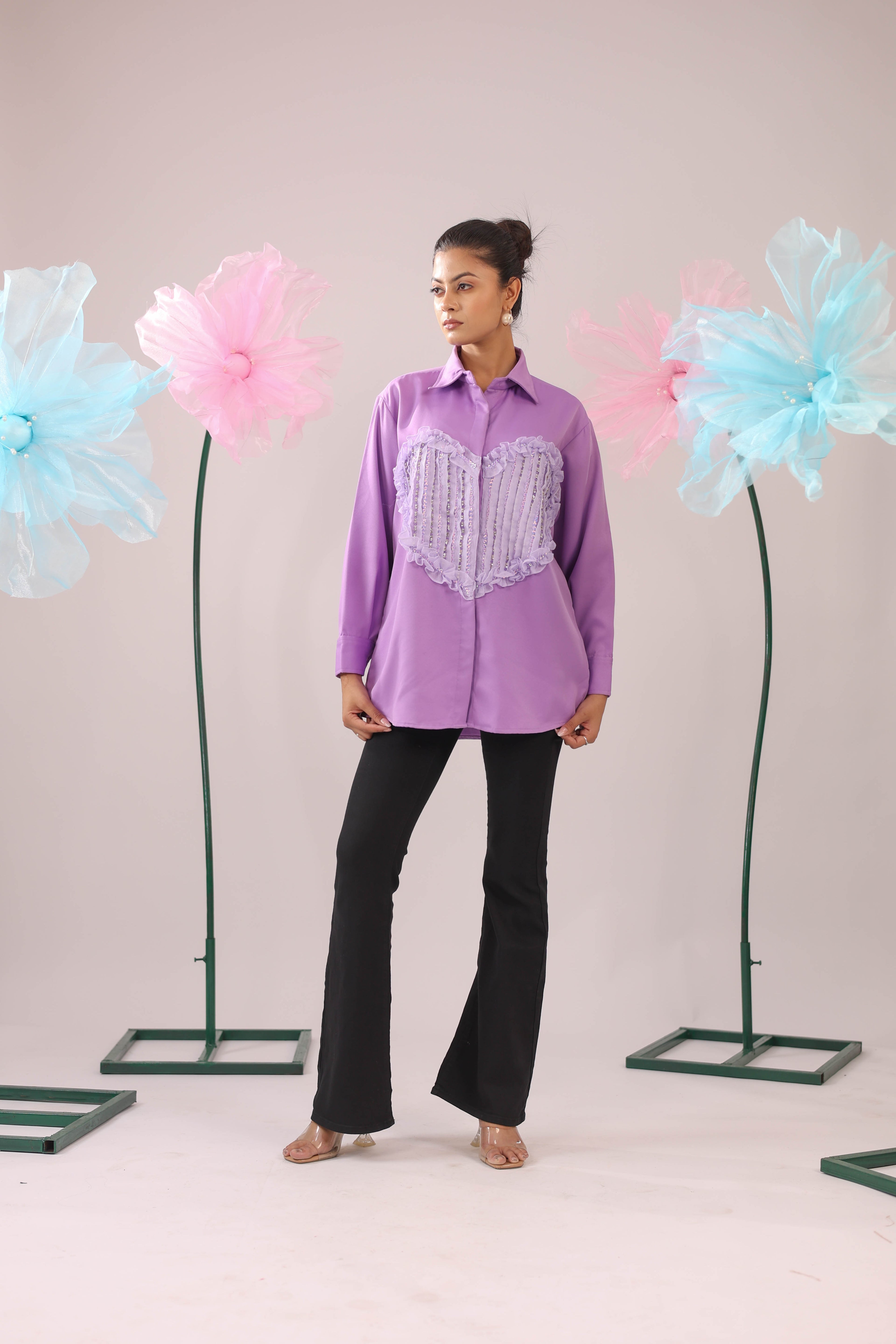 The Big Heart Lavender Crape Shirt