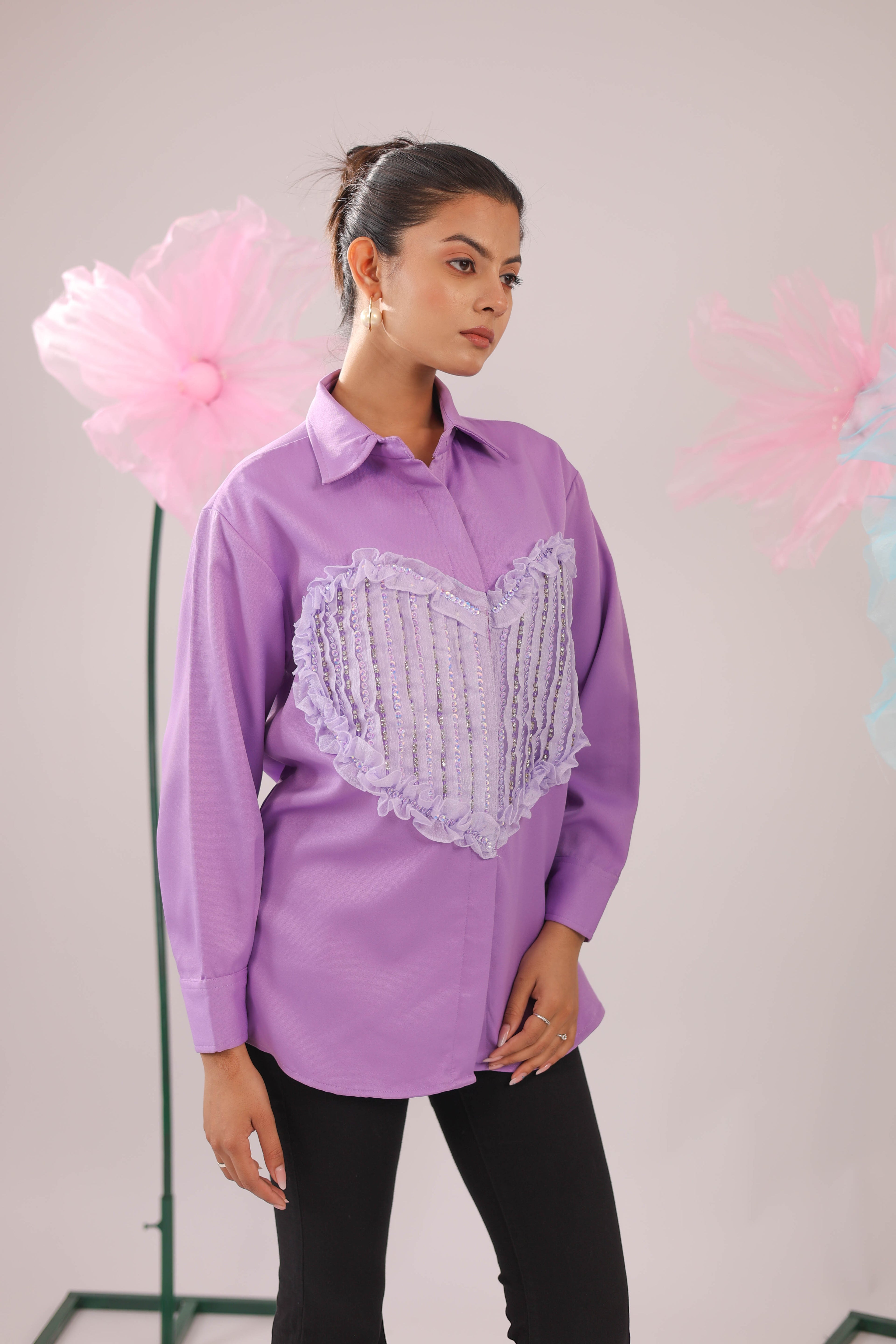 The Big Heart Lavender Crape Shirt