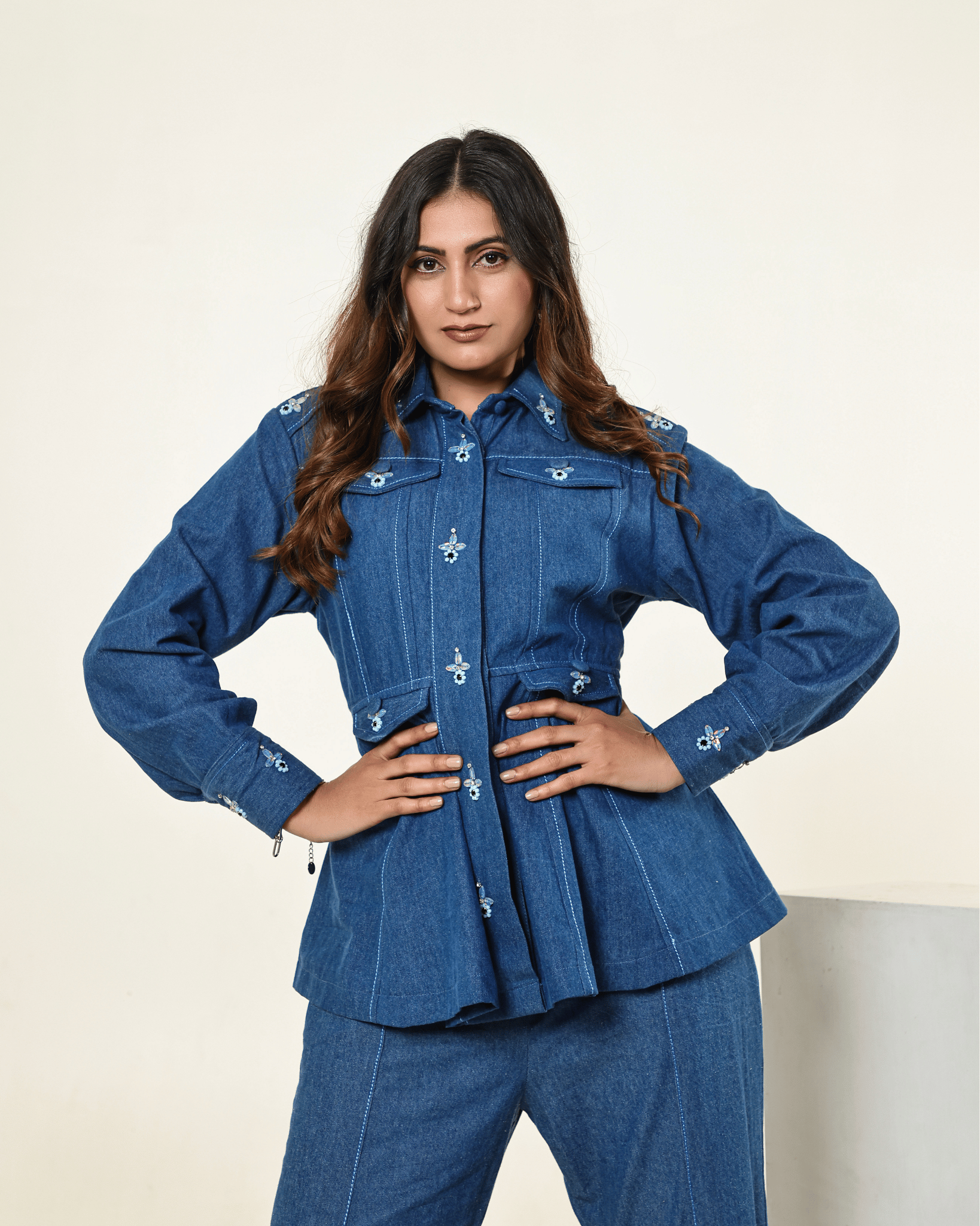 Dark Peplum Pop Shirt