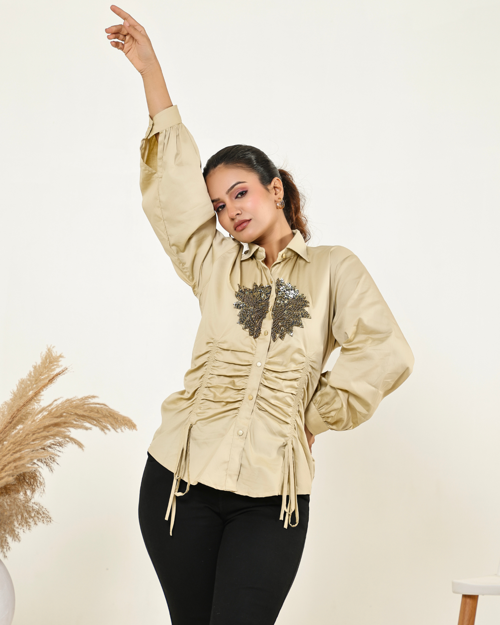 Drawstring Drape Shirt