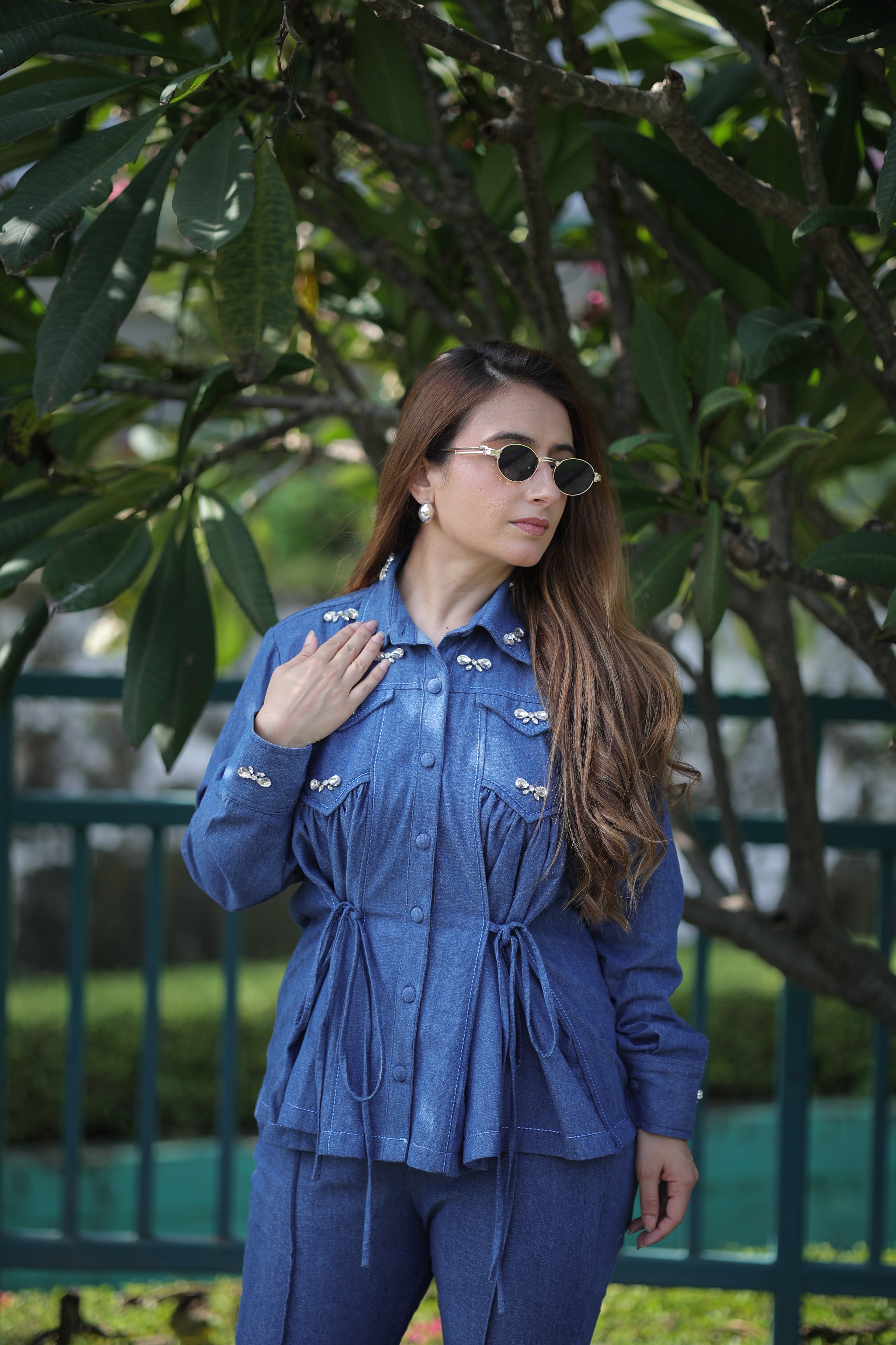 The Denim Bow Tie Up Co-Ord Set