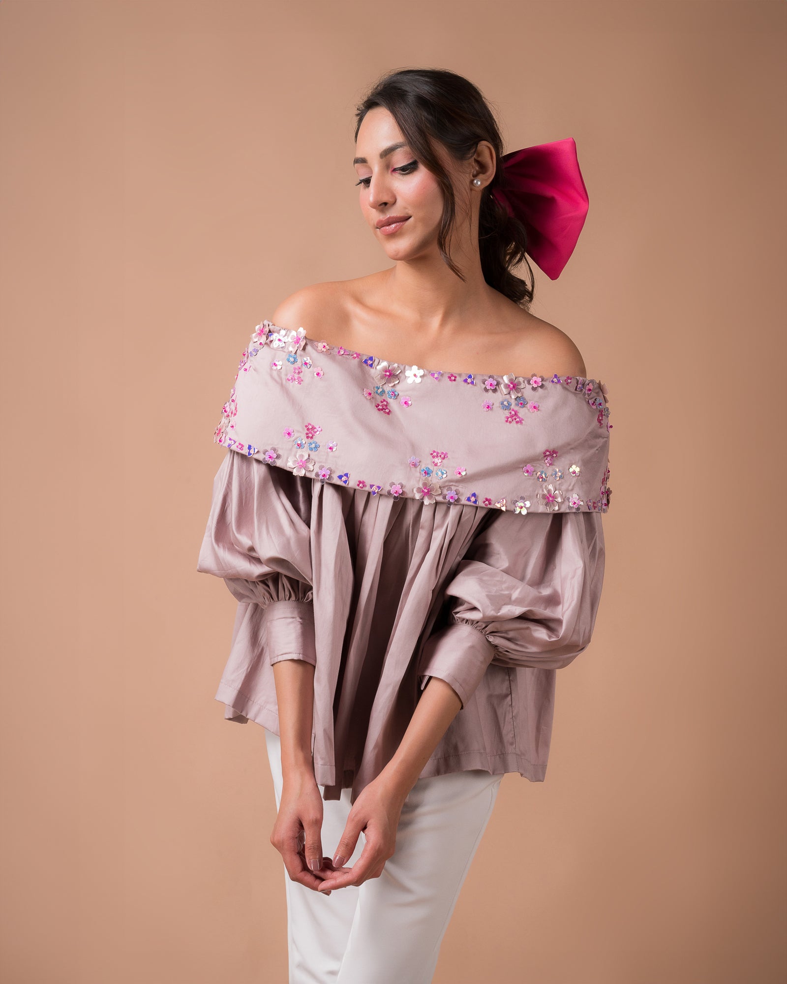 The Blush Floral Off-Shoulder Top