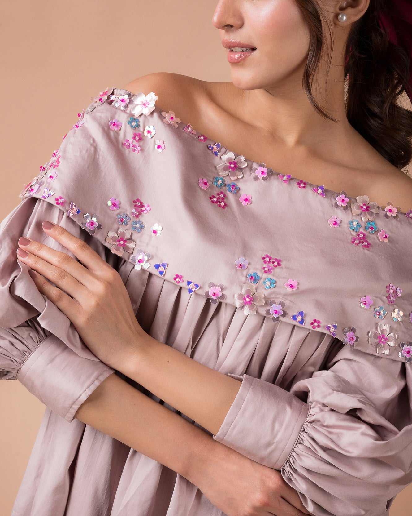 The Blush Floral Off-Shoulder Top