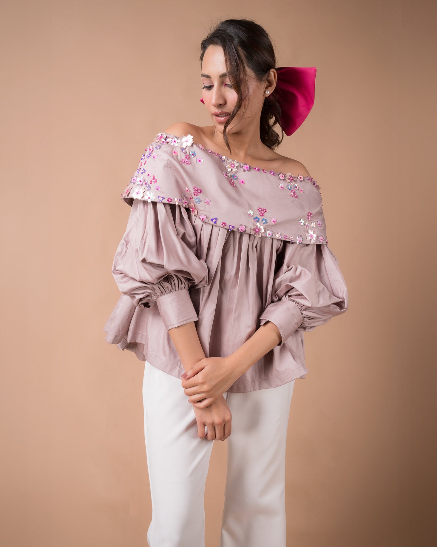 The Blush Floral Off-Shoulder Top