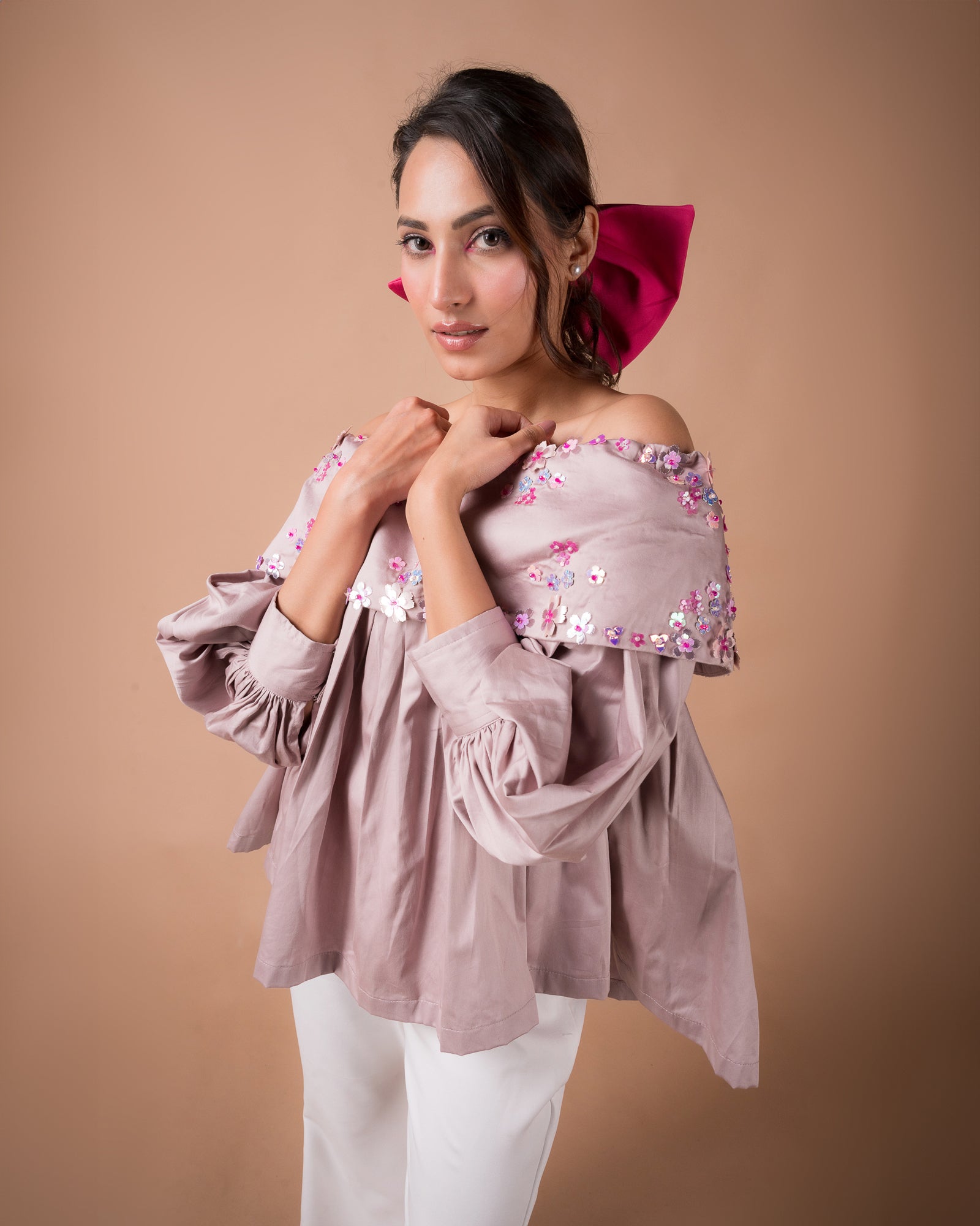 The Blush Floral Off-Shoulder Top