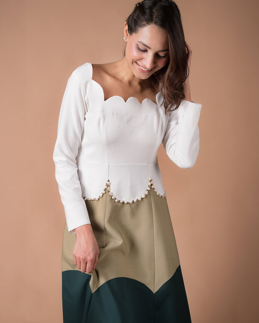 The Color-Block Scallop Dress