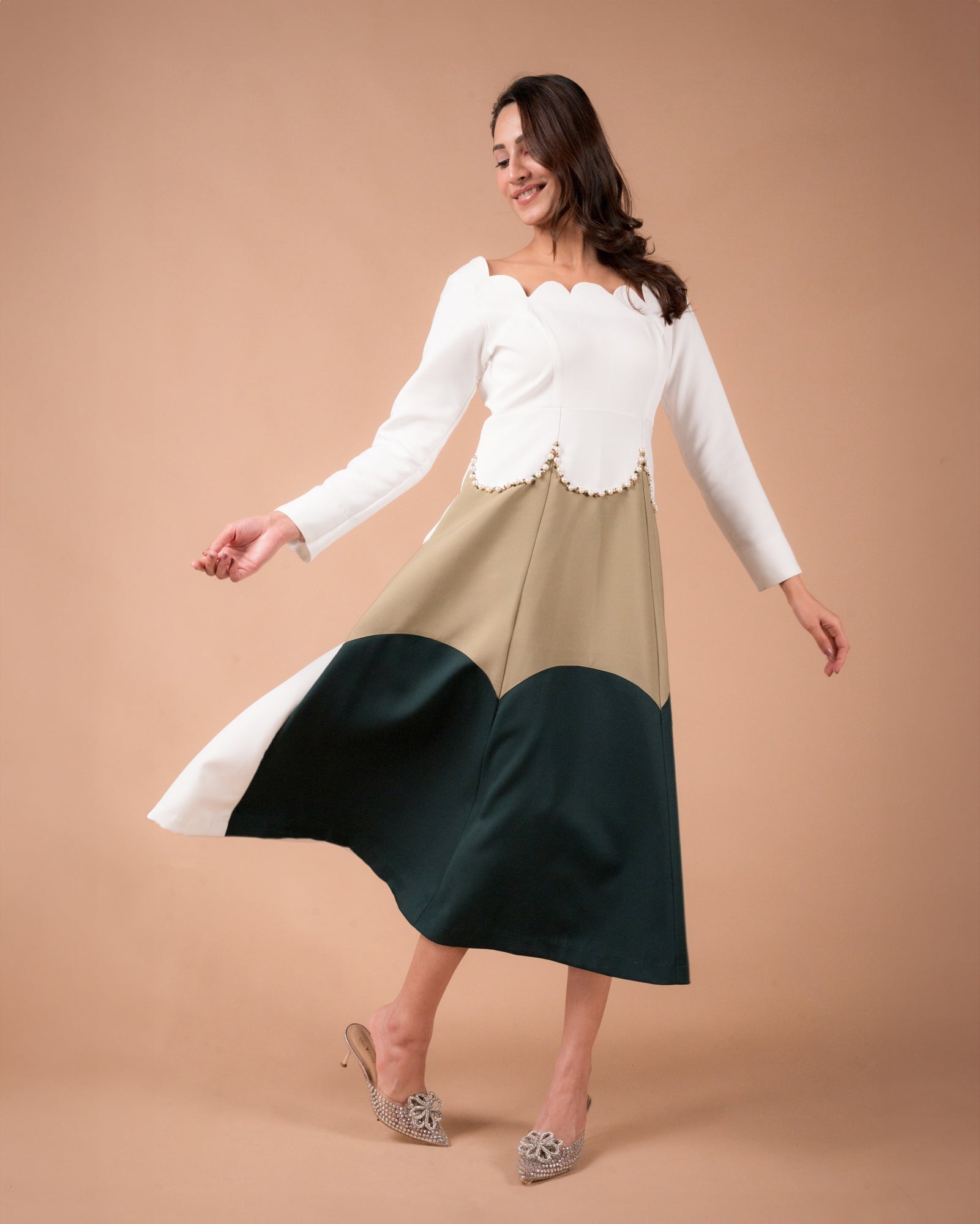 The Color-Block Scallop Dress