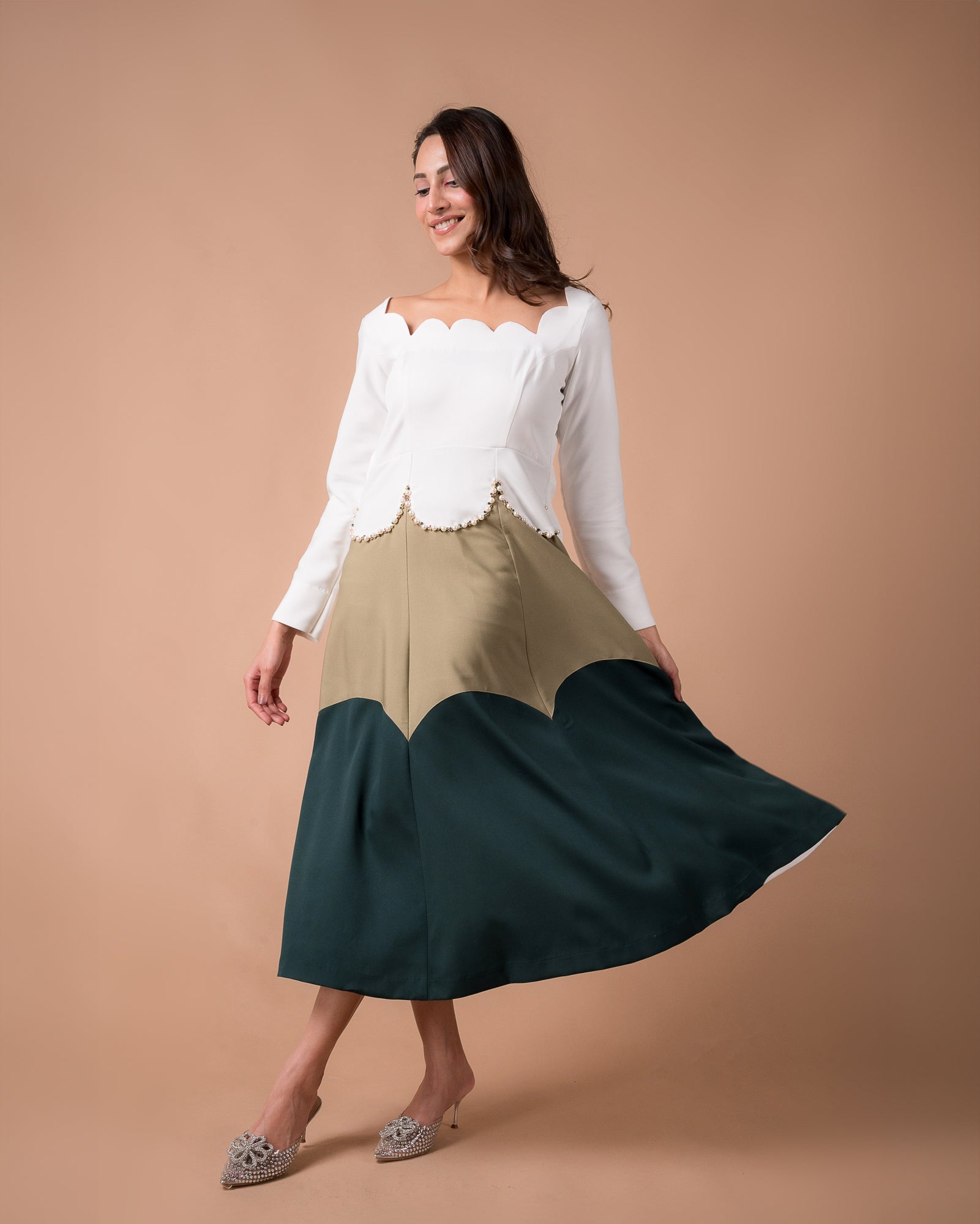 The Color-Block Scallop Dress