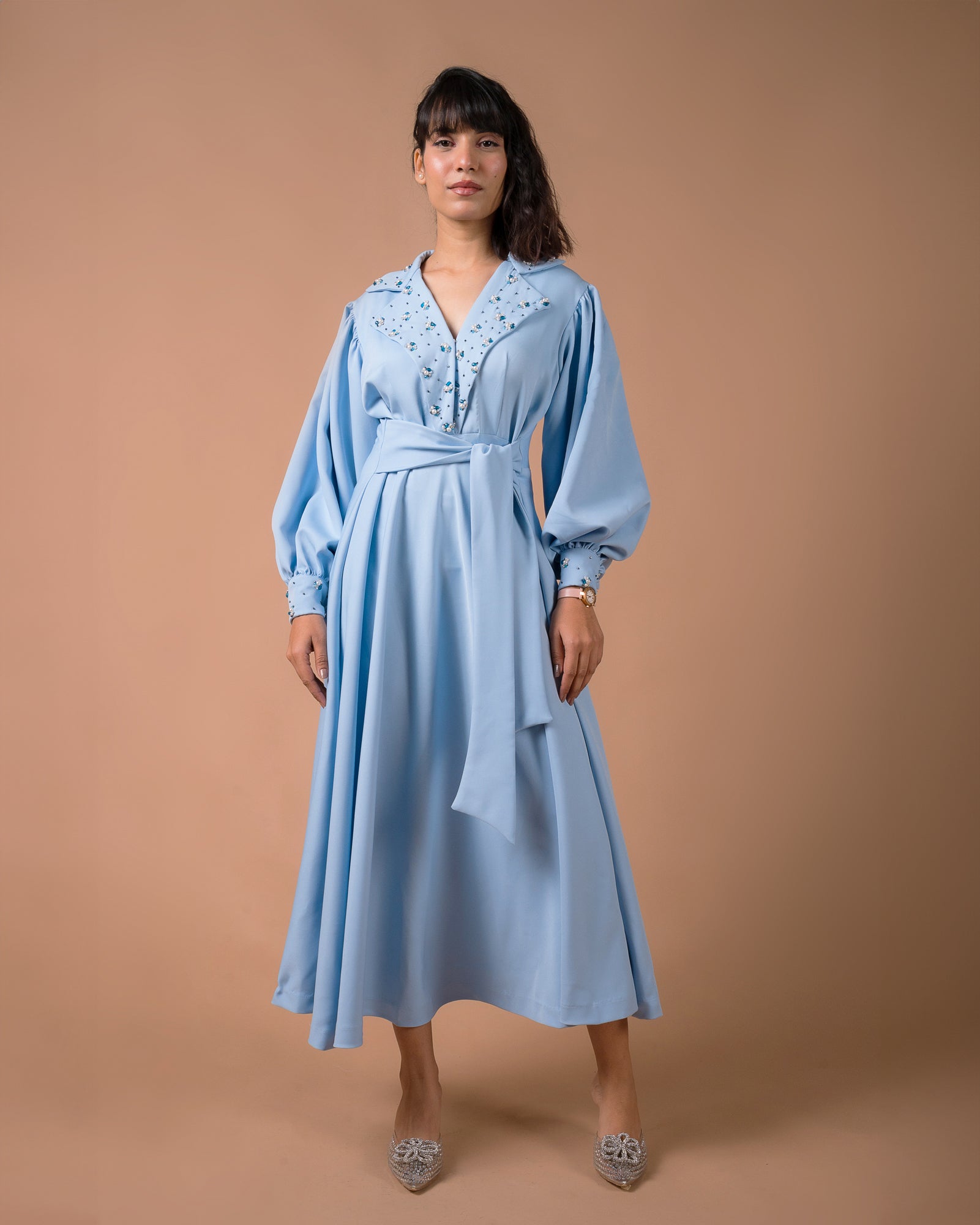 The Blue A-line Midi Dress