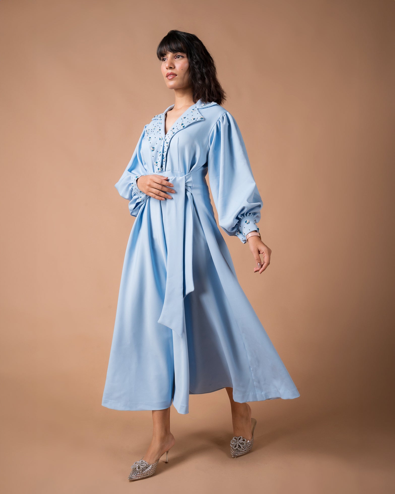 The Blue A-line Midi Dress