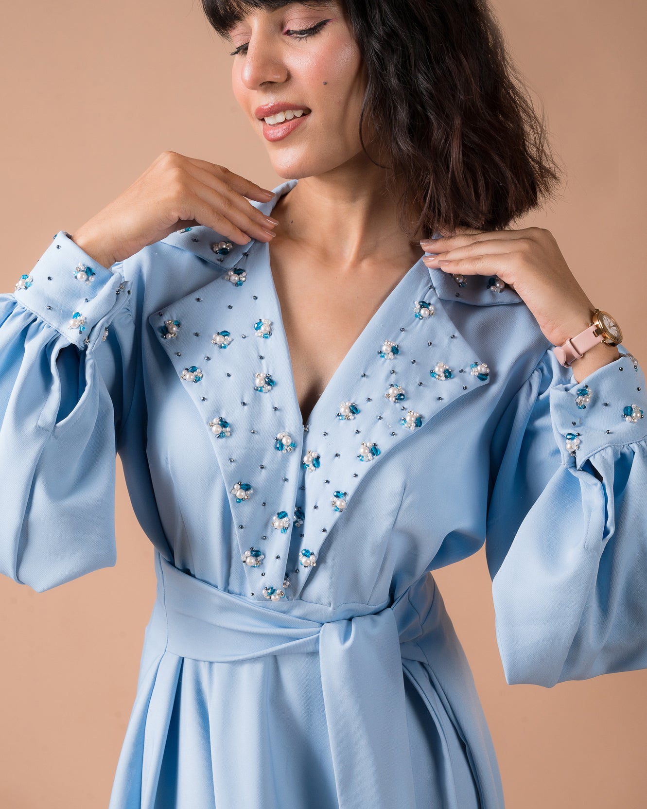 The Blue A-line Midi Dress