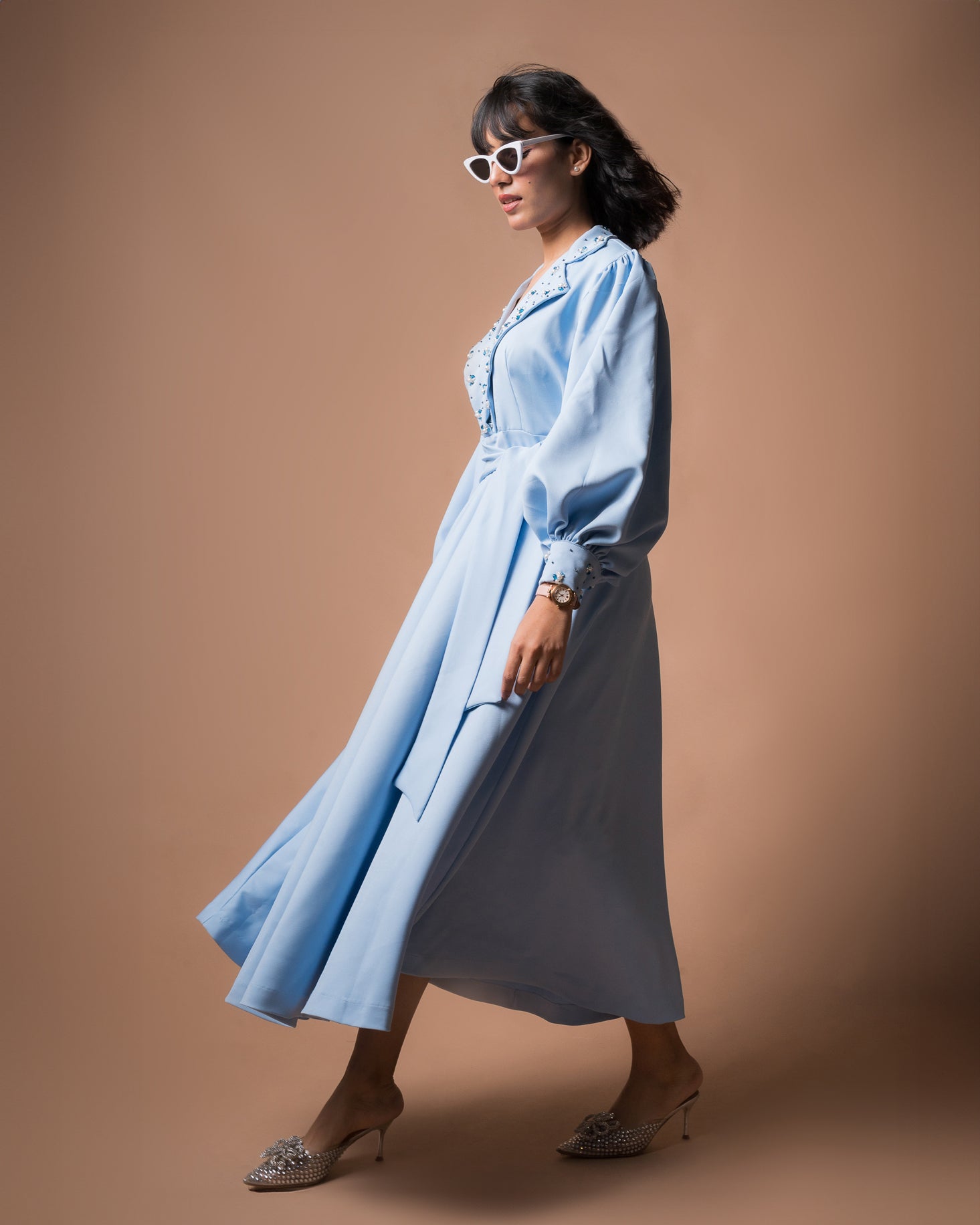 The Blue A-line Midi Dress