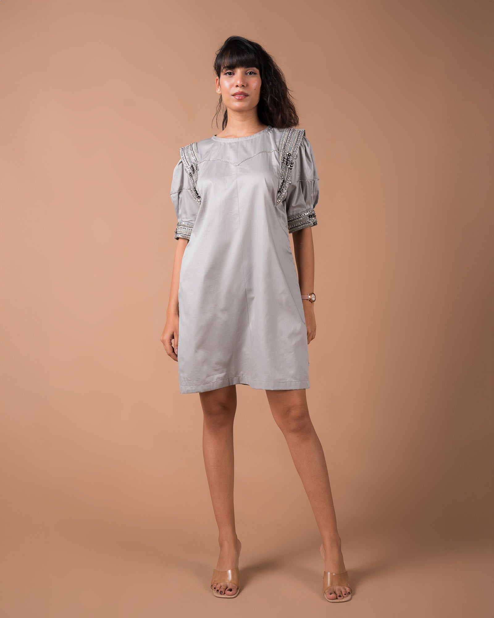 The Grey Flap Mini Dress
