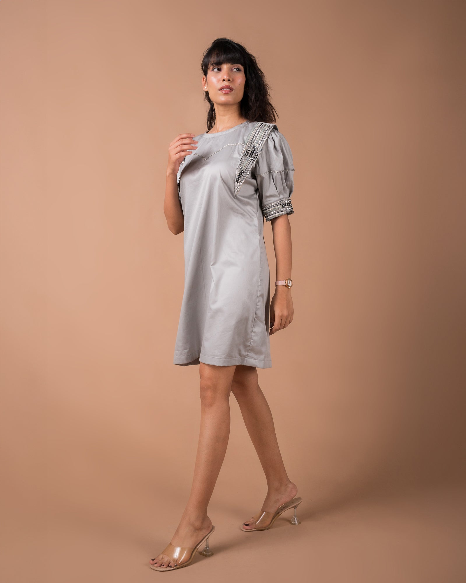 The Grey Flap Mini Dress