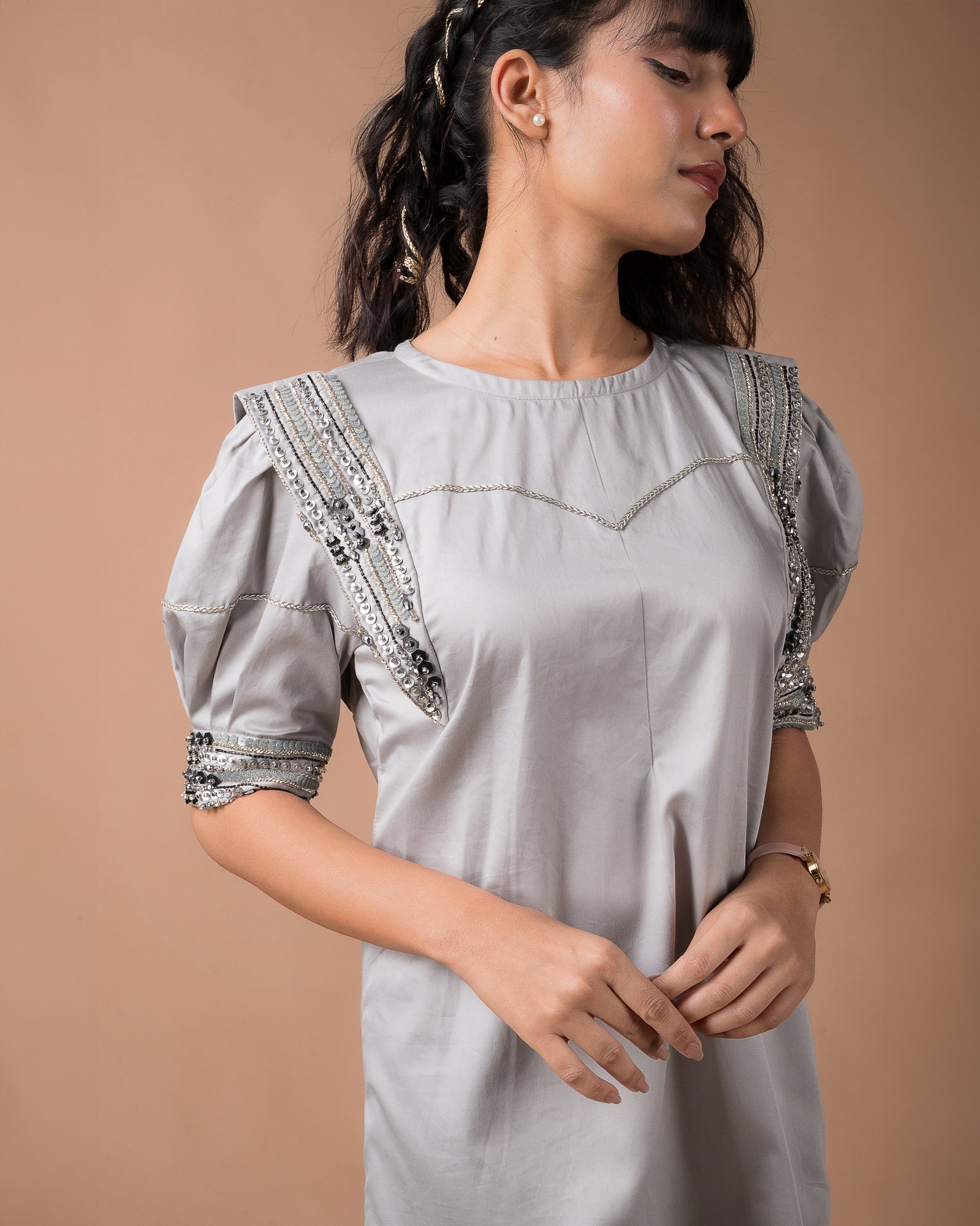 The Grey Flap Mini Dress