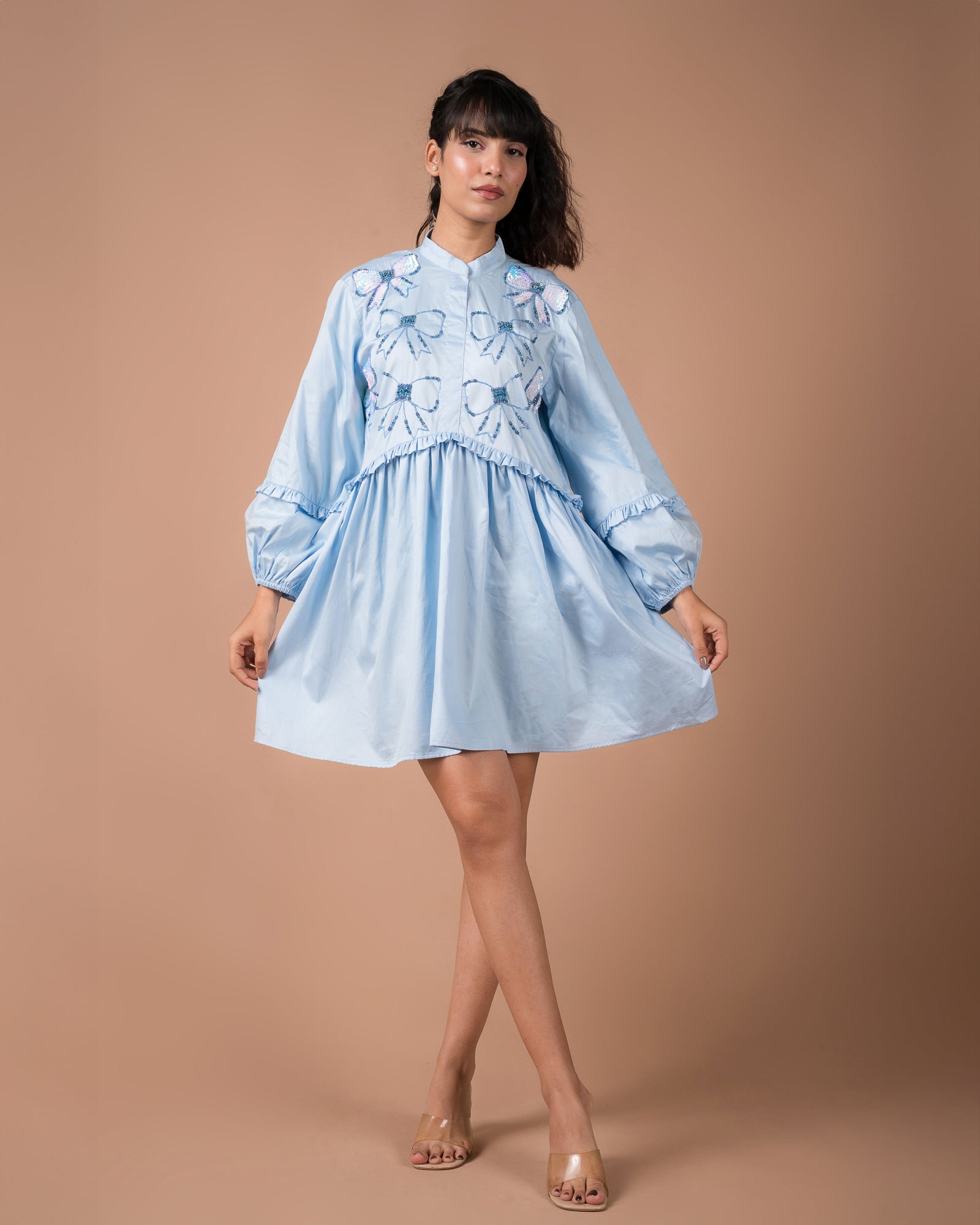 The Blue Bow Mini Dress