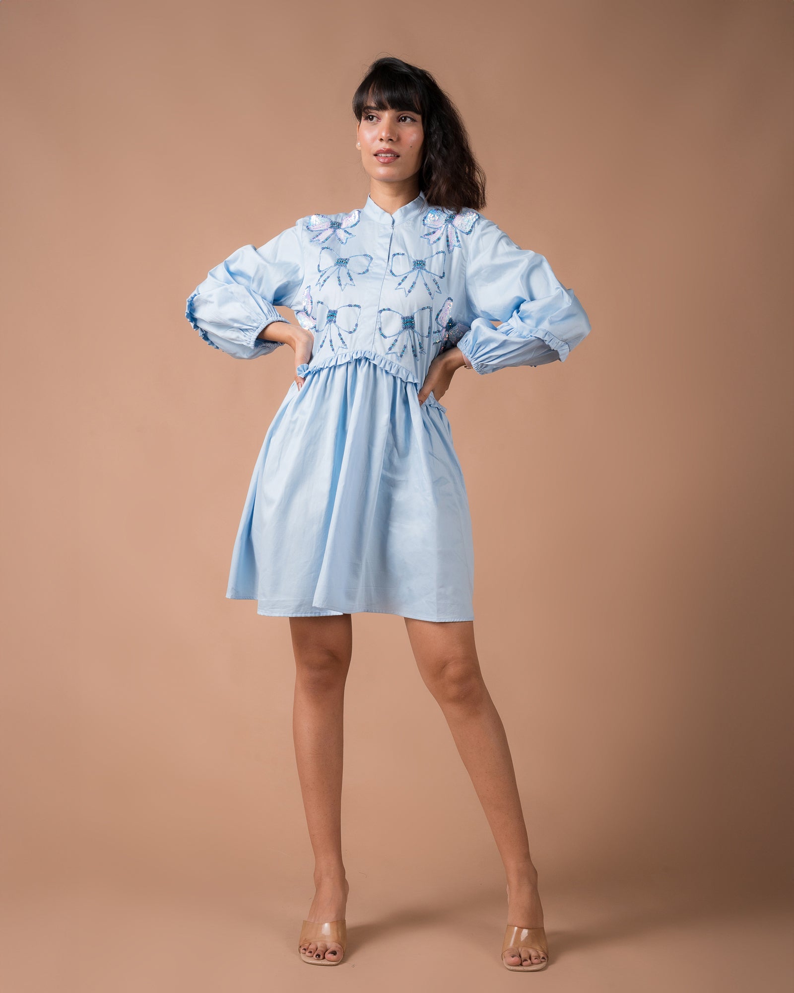 The Blue Bow Mini Dress