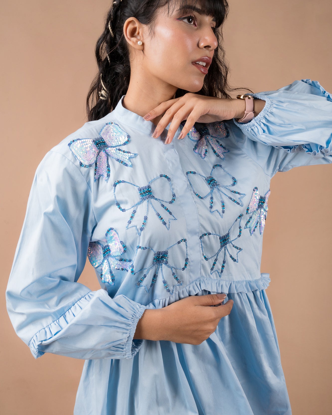 The Blue Bow Mini Dress