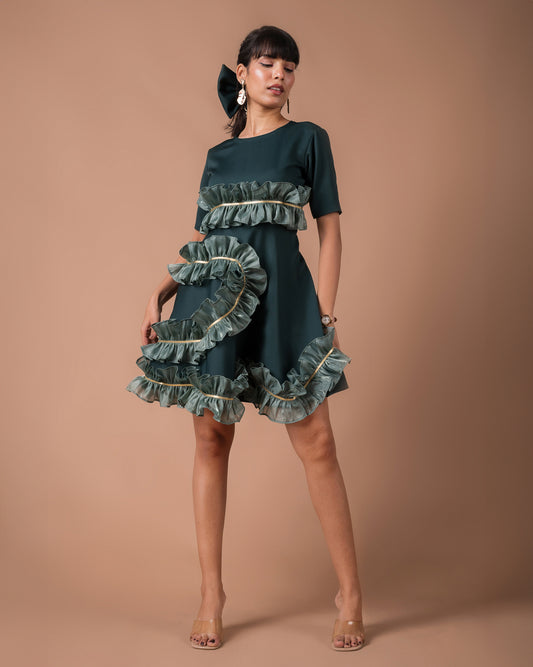 The Green Frill Mini Dress