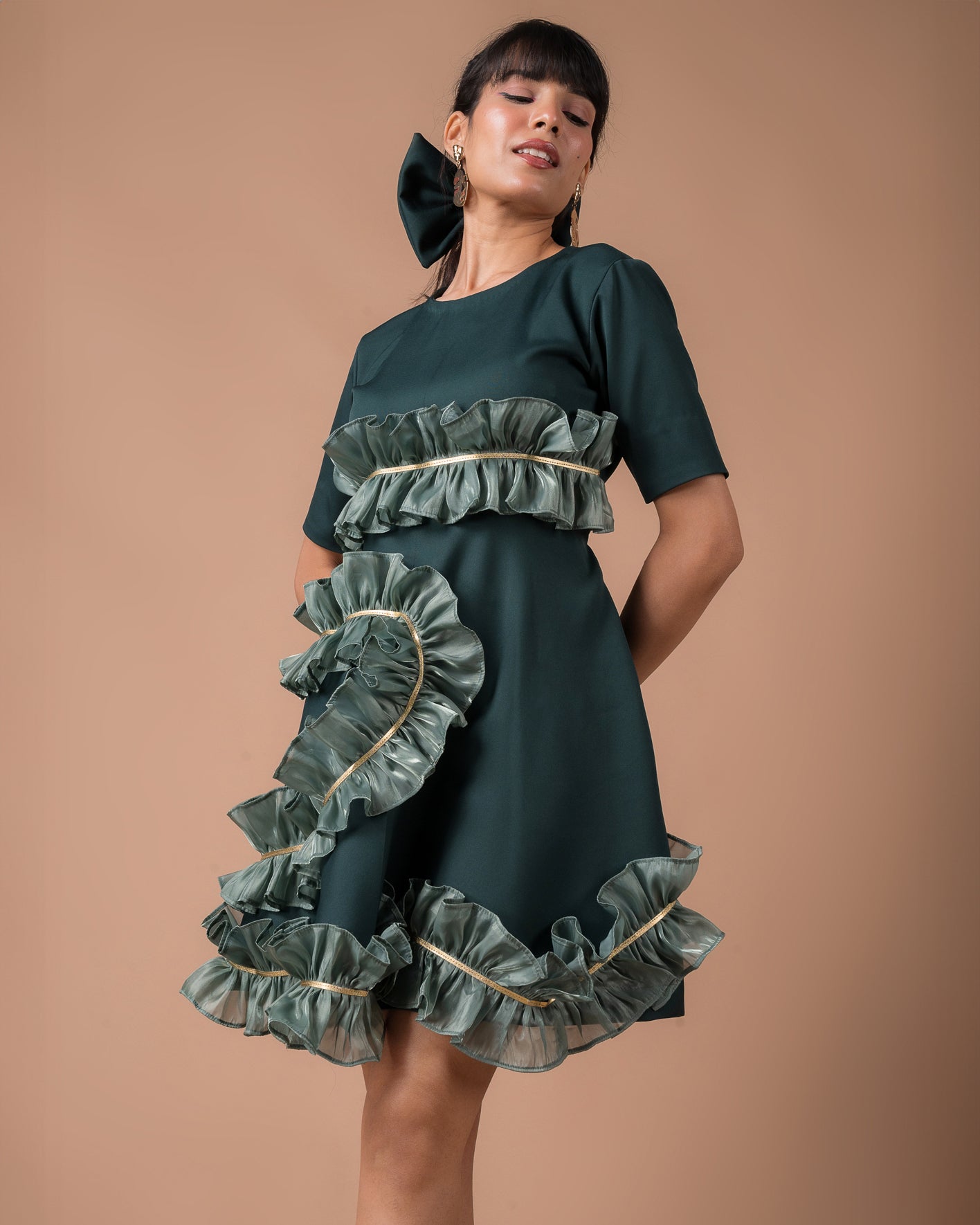 The Green Frill Mini Dress