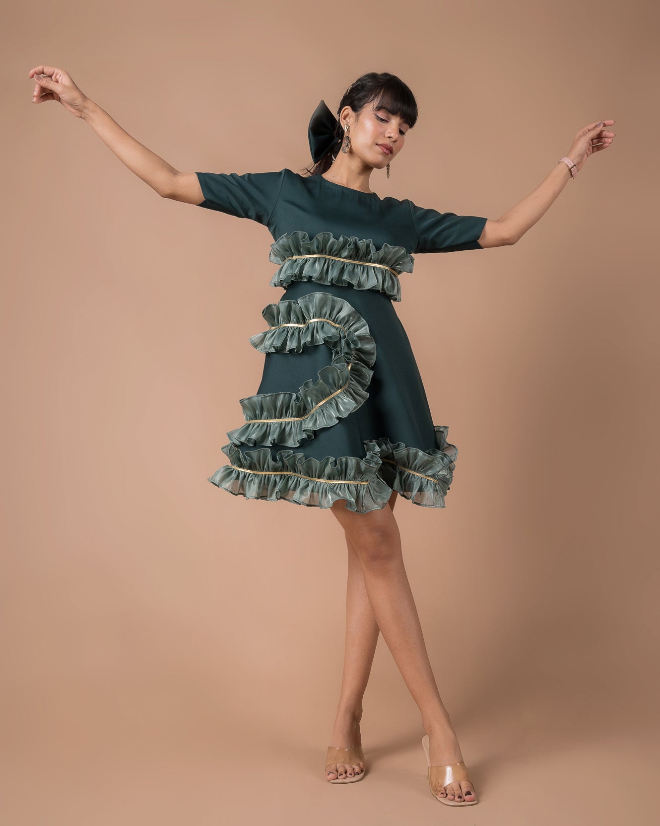 The Green Frill Mini Dress
