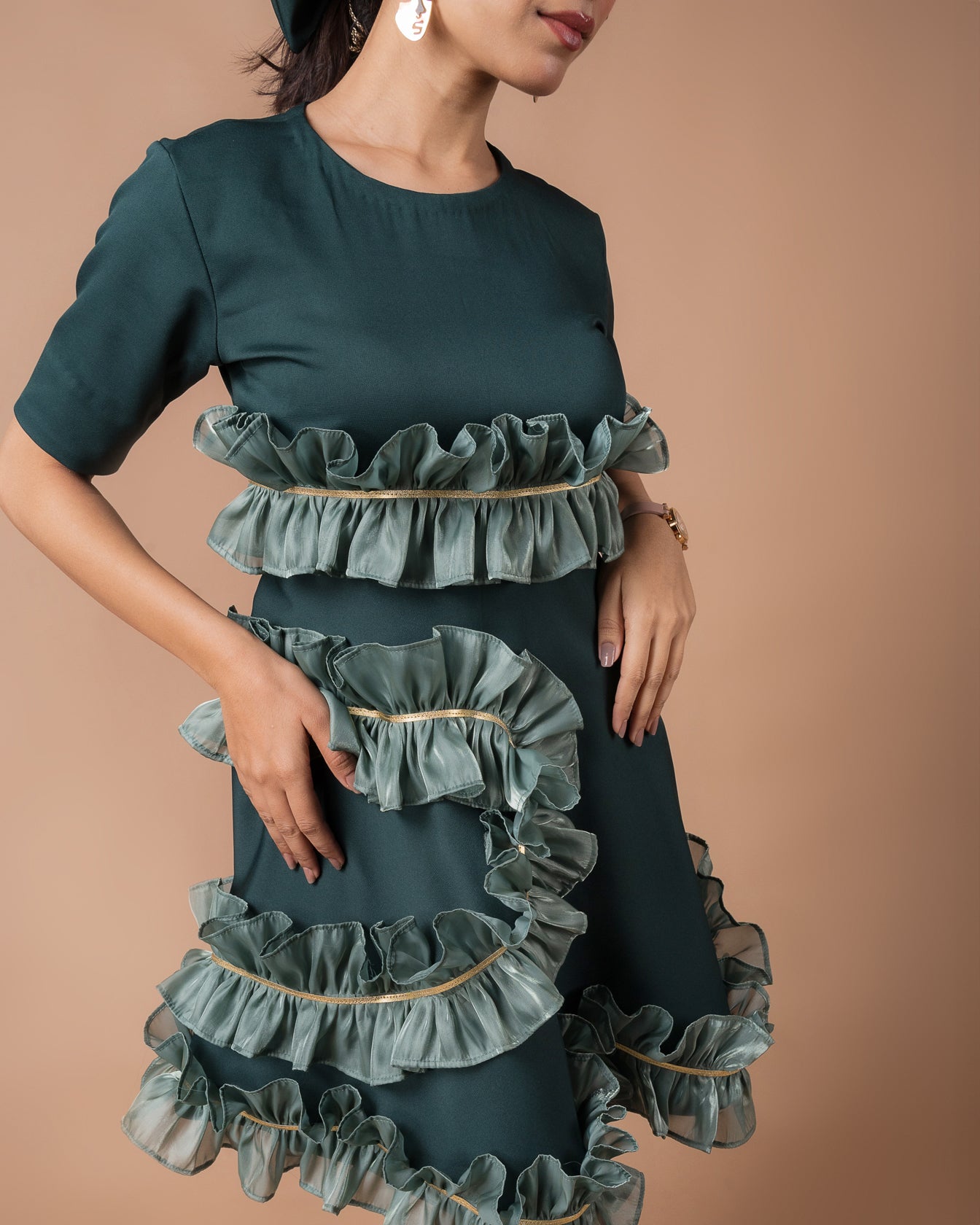 The Green Frill Mini Dress