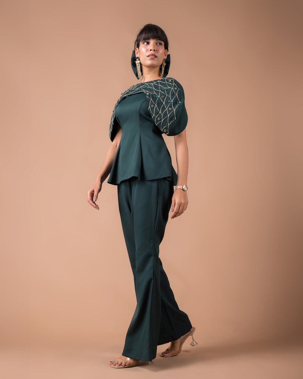 The Green Gold Cape Co-Ord Set