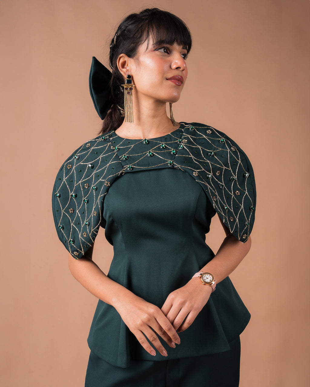 The Green Gold Cape Co-Ord Set