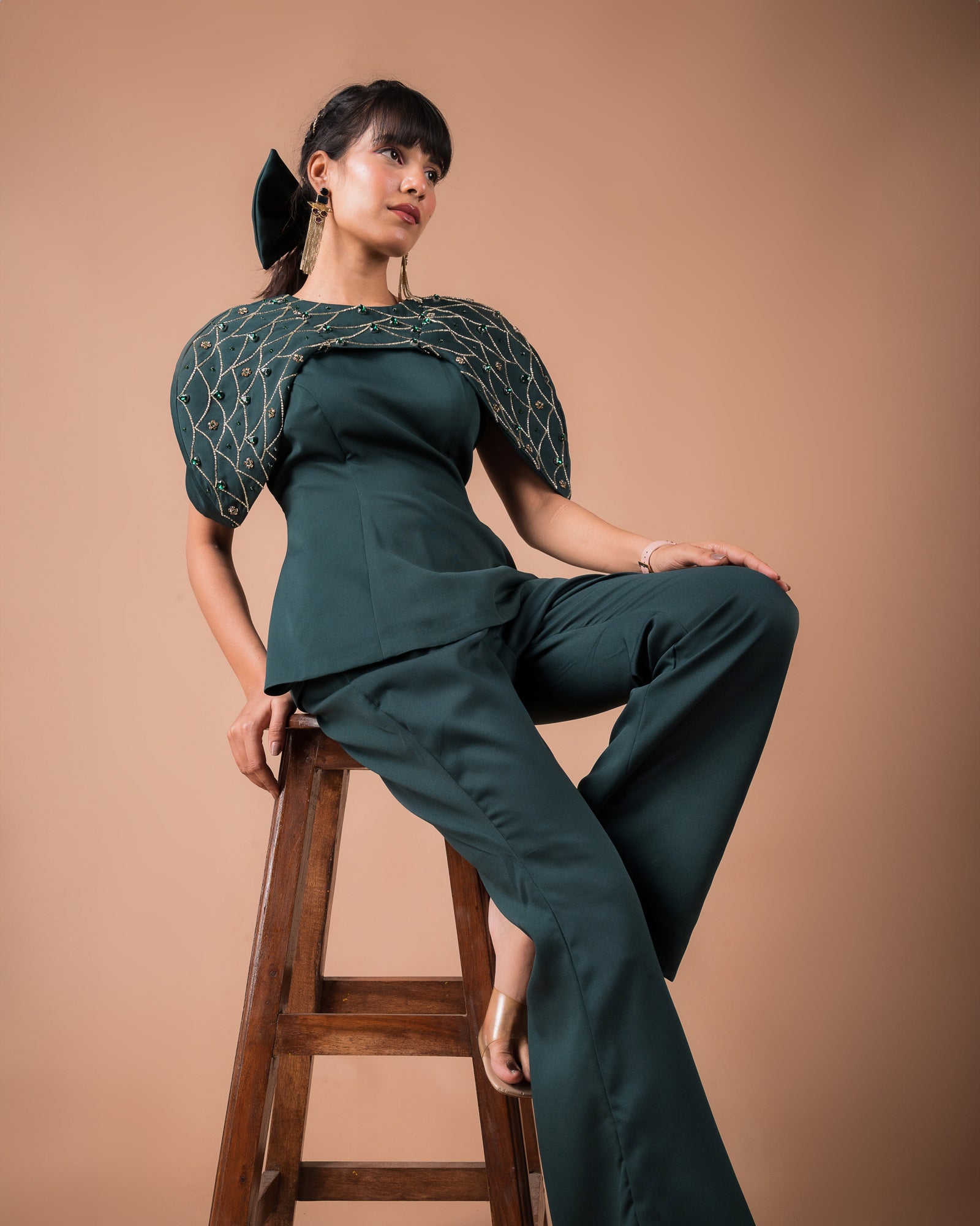 The Green Gold Cape Co-Ord Set