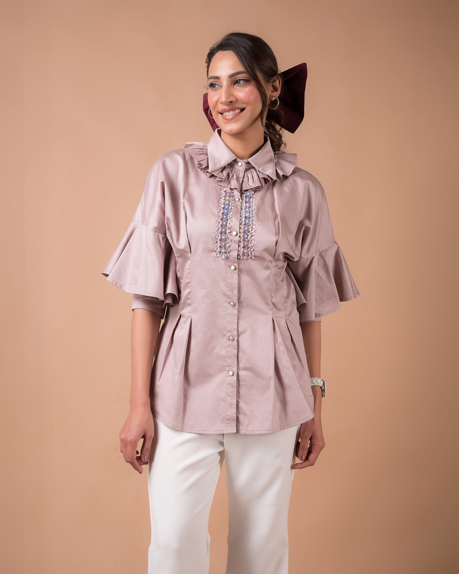 The Blush Pleated Shirt