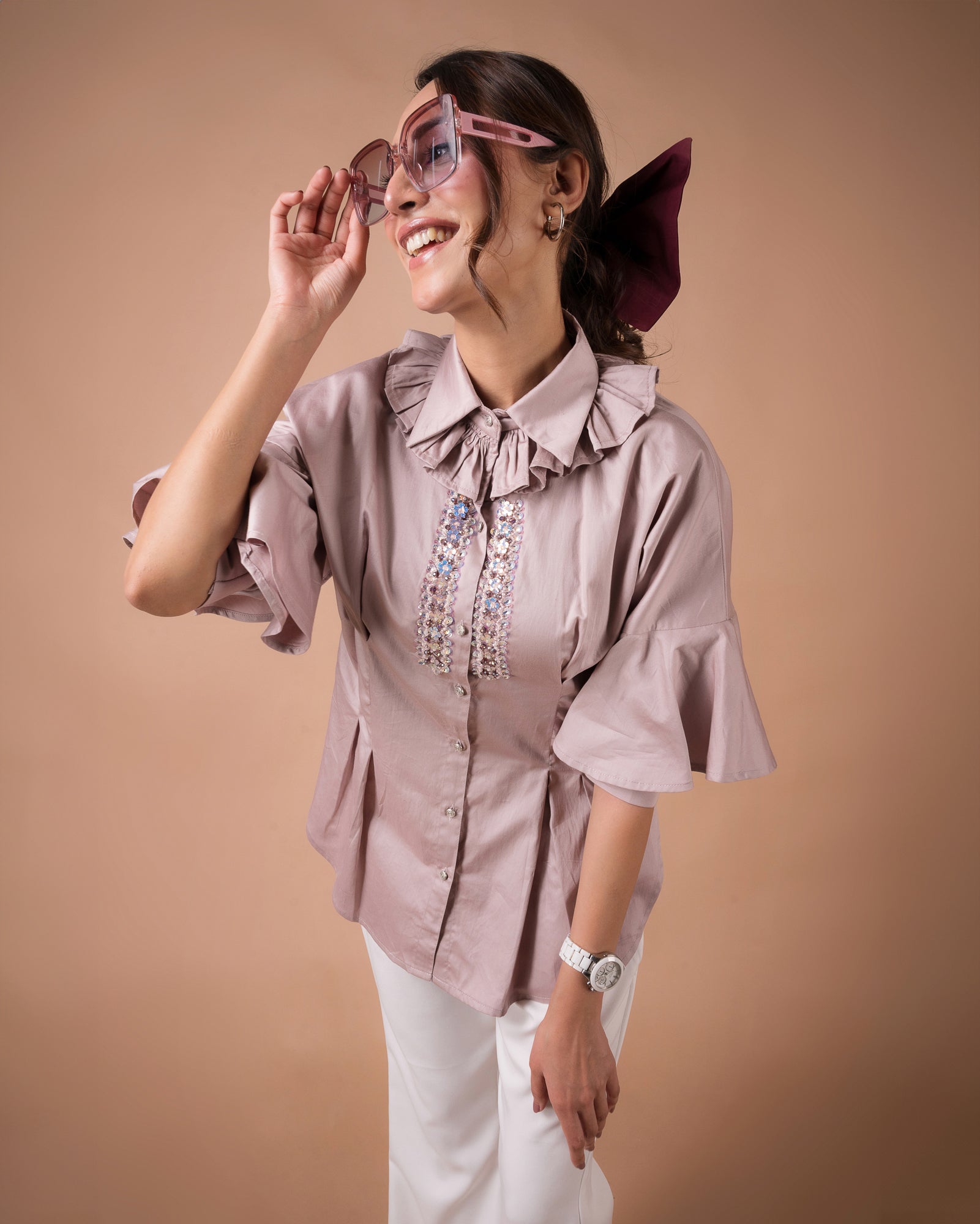 The Blush Pleated Shirt