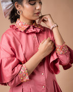 The Salmon Pleated Shirt