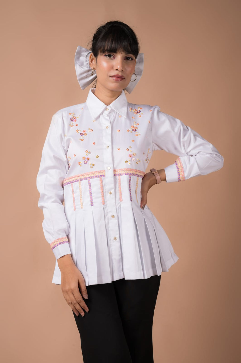 The Floral Pleated Shirt