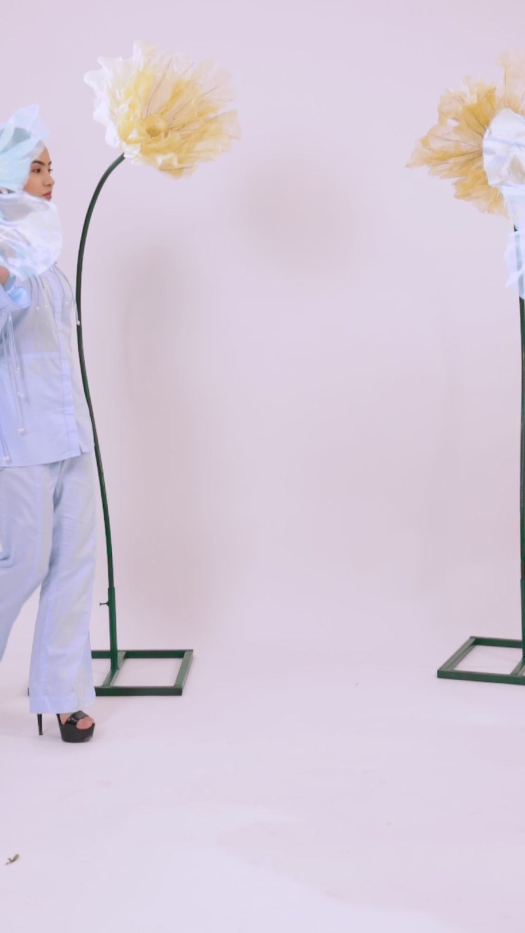 The Sky Blue Pearl Drop Tassel Peplum Shirt