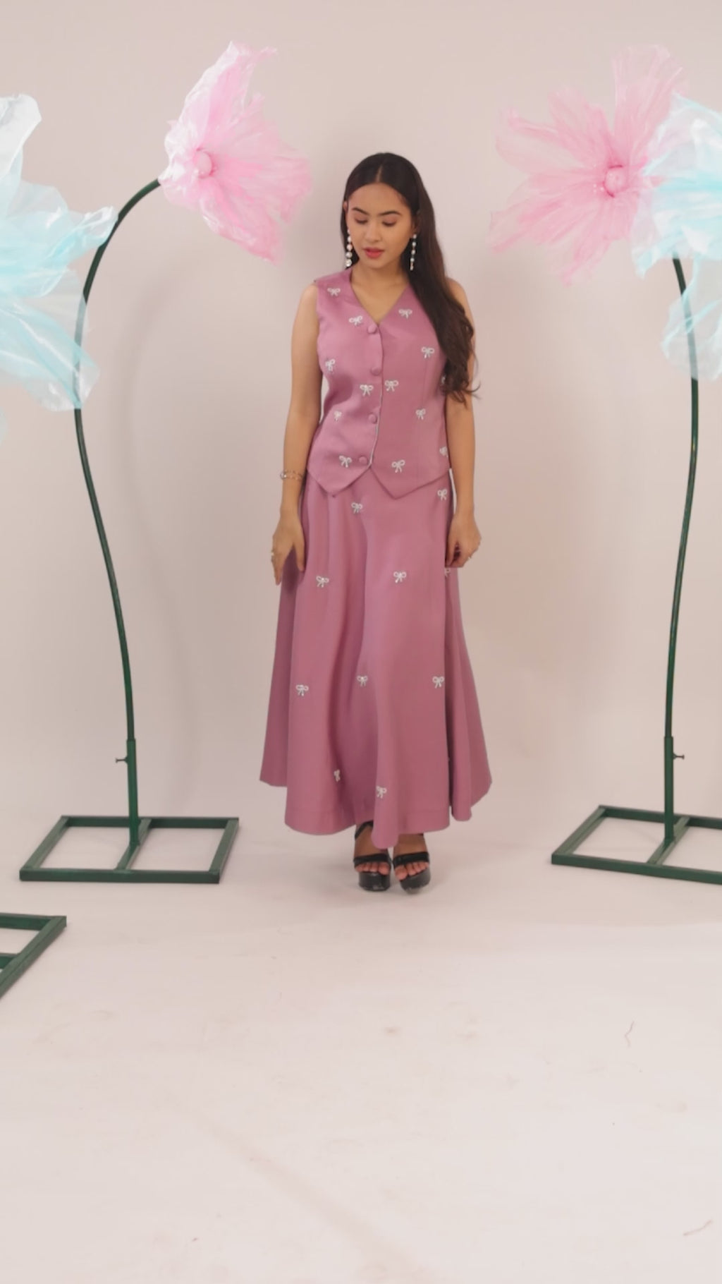 The Dirty Pink Bow Vest and Skirt Set