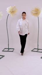 The White Knot Cotton Shirt with Dragon Fly Embellishments
